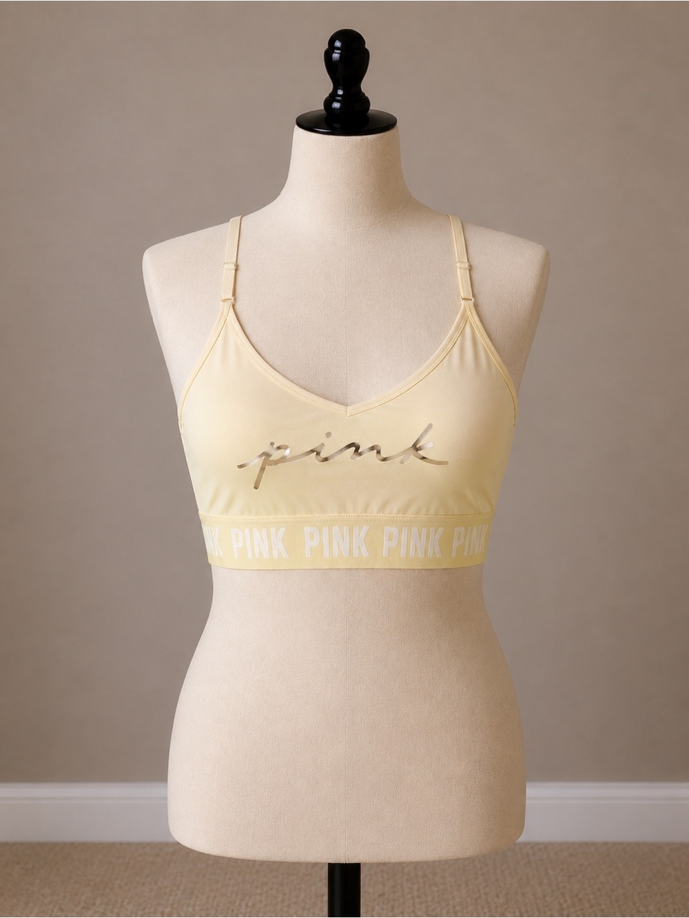 Victoria secret PINK Pale Yellow Wireless Sports Bralette